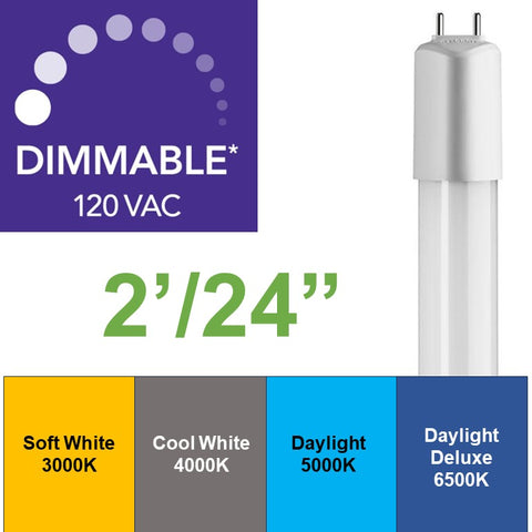 2 ft. DIMMABLE Direct-wire LED Tubes