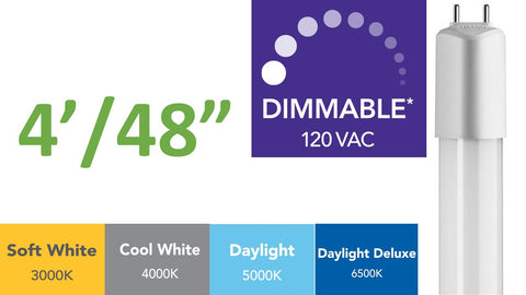 4 ft. DIMMABLE Direct-wire LED Tubes