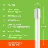 4 ft. (12-pack BULK) 120-277 VAC Direct-wire LED Tubes (Closeout)