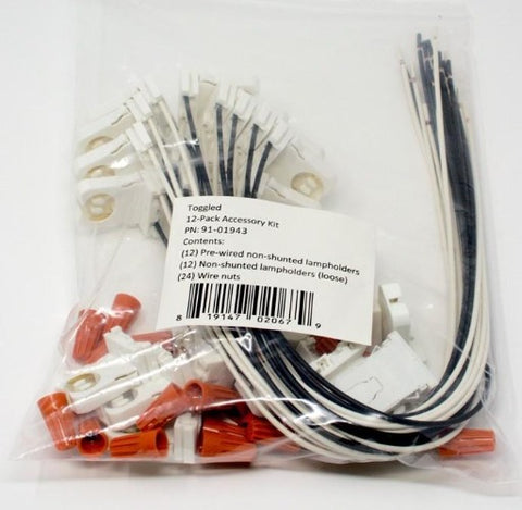 (12-pack) Pre-wired T8/T12, Non-shunted lampholders