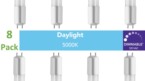 Tubos LED de cable directo regulables de 4 pies (paquete de 8) - 5000 K (liquidación) 